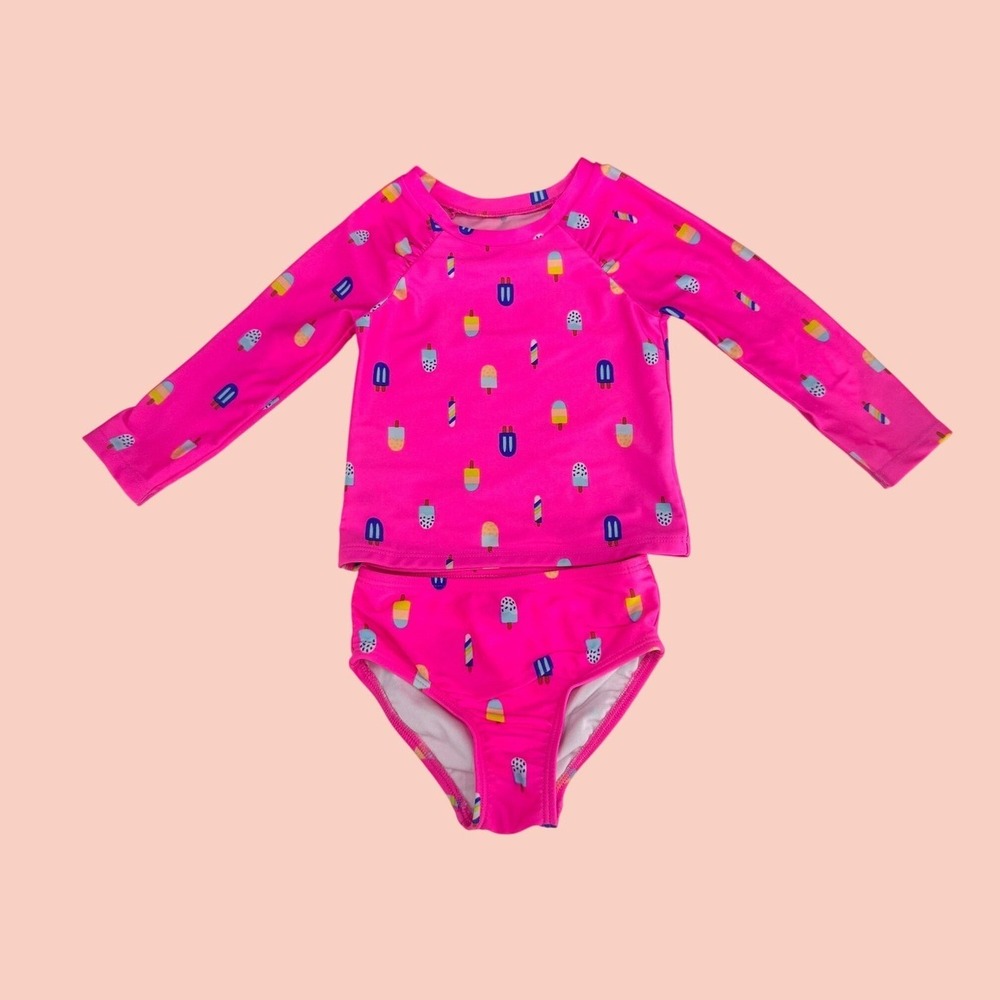 Cat & Jack Popsicle Print Recycled Polyester Rash Guard Swimsuit Set 2T